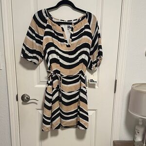 NWT - Striped Midi Dress with Belt